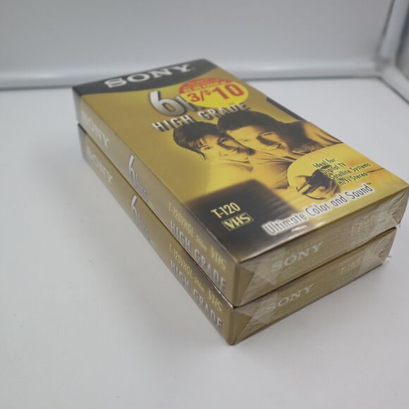 Sony High Grade Tapes T-120 VHS High Durability 6hr 2 Sealed tapes - Picture 1 of 3